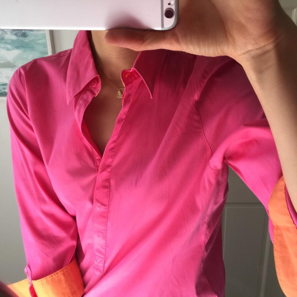 Foxcroft Pink Button Down Shirt 10